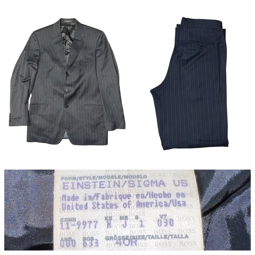Hugo Boss Men's Einstein Sigma 100% Wool 3-Btn Pinstripe Suit Size 40R